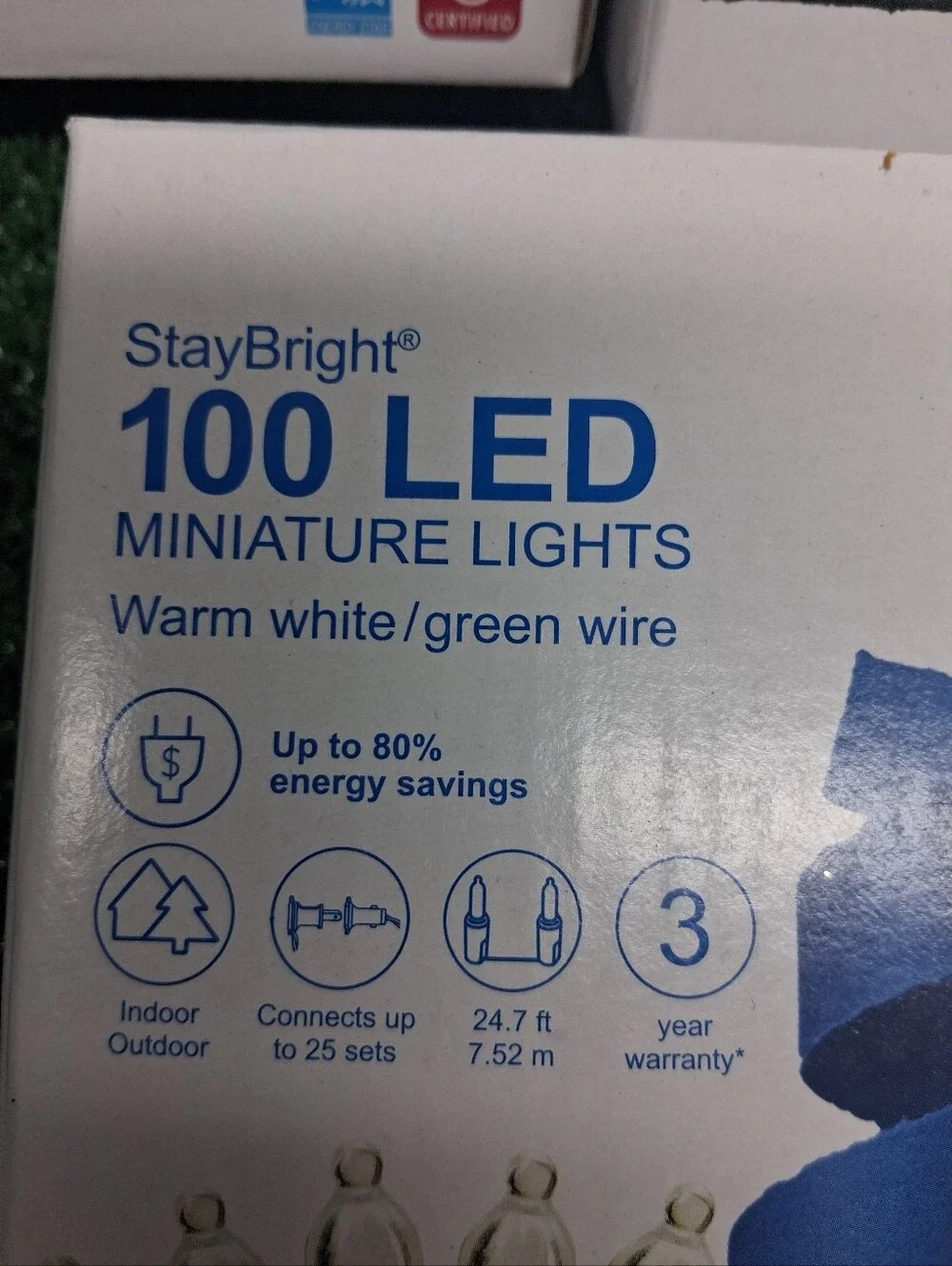 GE StayBright Warm White LED Mini Lights Green Wire Indoor/Outdoor (LOT OF 5)